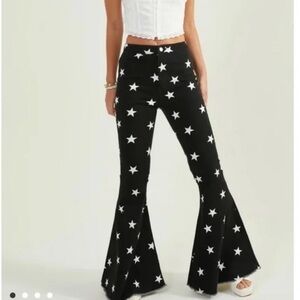 Altar'd State Black and White Star Flare Pants